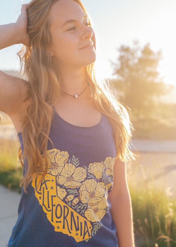 California outline navy tank California outline navy tank