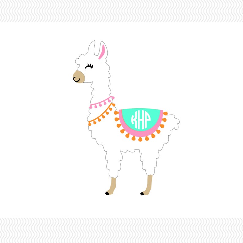 Monogramed Llama Vinyl Decal Personalized Llama Decal Cute Etsy
