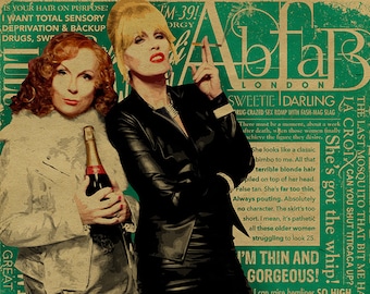 Absolutely Fabulous, Sweetie! Darling! Patsy and Edina. Ab Fab typography quotes. 12x18. abfab. BBC. Campy. Art. Print. Gay. Drag.