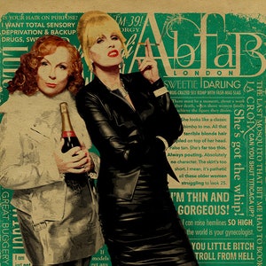 Absolutely Fabulous, Sweetie! Darling! Patsy and Edina. Ab Fab typography quotes. 12x18. abfab. BBC. Campy. Art. Print. Gay. Drag.