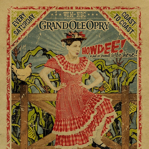 Minnie Pearl Poster. Grand Ole Opry. 12x18. Country Music. Grinders Switch. Hee Haw. Nashville. TN. Art. TV Comedy. Sarah Colley Cannon.