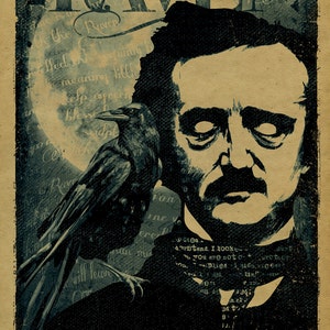 The Raven by Edgar A Poe poster. 12x18. Kraft paper. Nevermore. Knoxville. Art. Print. Printing. Goth. Horror. Typography. Macabre. Gothic.