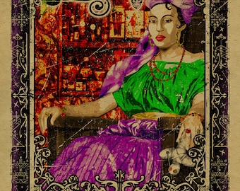Marie Laveau, reina del vudú de Nueva Orleans. 30,5 x 46,5 cm. Papel kraft. American Horror Story Coven. Impresión artística.