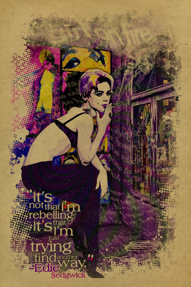 Edie Sedgwick poster.12x18. Kraft paper. Art. Print. Warhol. Factory Girl. NYC. 1960s. The Factory. Pop Art. Drugs. Legend. Femme Fatale. 