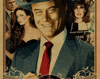 ¿Quién disparó a J.R.? Póster 12x18 en papel kraft. El suspenso de Dallas. Televisión de los años 80. Larry Hagman. J.R.Ewing. Aceite de Ewing. Bifurcación Sur. Texas. Rico.