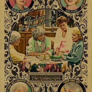 Golden Girls. Blanche, Rose, Dorothy and Sophia. 12x18. Kraft paper. TV. Campy. Art. Print. Gay. Drag.