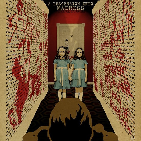 The Shining poster. Grady Twins. Jack Nicholson. 12x18. Kraft paper. Knoxville. Movie. Stephen King. Art. Print. Printing. Horror.