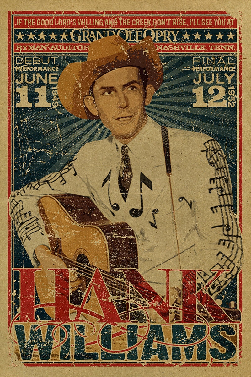 Hank Williams Sr Poster. Grand Ole Opry. Ryman Auditorium. 12x18