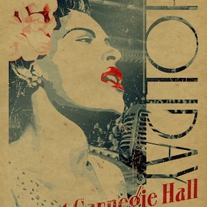Billie Holiday Poster. Lady Day Sings the Blues live at Carnegie Hall. March 27 1948.12x18. Jazz Music. Kraft paper. Art. New York