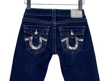 ヴィンテージ トゥルーレリジョン ジョーイジーンズ – Y2K ローライズ スキニーフレア、アメリカ製