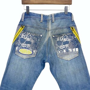 Double Focus Jeans Size L W32xL31 Japanese Brand Denim Jeans Japanese Punk Bondage Goth Pants Multi Zipper Jeans Pants