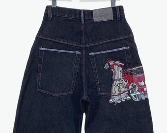 School Of Hard Knocks Jeans Size 30 W30xL31 SOHK Baggy Denim Jeans SOHK Hip Hop Skateboards Jeans Embellished Loose Pants