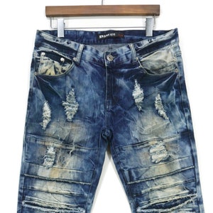 Black Keys-jeans, maat 34 x L 32 Black Keys denim Distressed denim onregelmatige vervaagde jeans