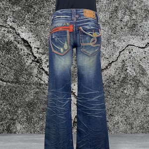 Riobera Japan Skinny Flare Jeans: Low Rise Embroidered Denim, W25