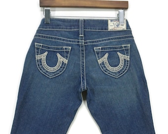 Vaqueros True Religion talla 27, ancho 31 x largo 26, STELLA, corte tobillero, fabricados en EE. UU.