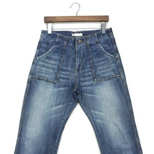 Global Work-jeans maat M: W31xL31.5 Global Work Carpenter-spijkerbroek Global Work Japan Hickory-jeans 3D-tuinbroek met zak