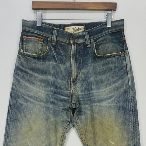 Edwin Selvedge Jeans Size 31 W34xL28.5 Edwin 505V Denim Jeans Edwin Japan New Vintage Distressed Selvedge Jeans Dirty Blue Pants shops Japan Made