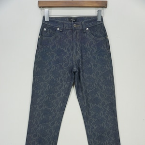 Something x Vienus Jeans Talla 27 W25xL31 Pantalones de mezclilla acampanados con estampado de piel de serpiente de Something by Edwin x Vienus hechos en Japón