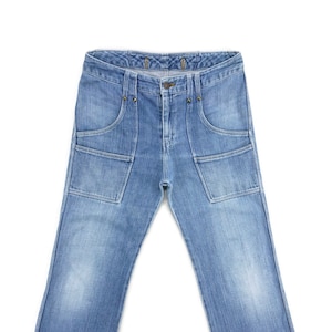 Blue Blue Japan Distressed Lightweight Hickory Workwear Jeans Made in Japan Size O