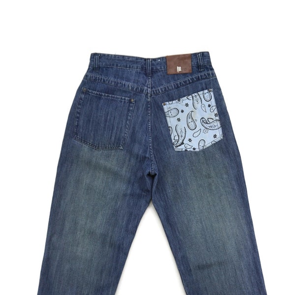 Tupac Makaveli Size 32 Bandana Print Pocket Hip Hop Skateboards Baggy Jeans