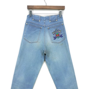 Trussardi Jeans Size 46 W29xL33 Vintage Trussardi Embroidered Denim Jeans Trussardi Vintage Distressed Dirty Blue Jeans Embellished Pants