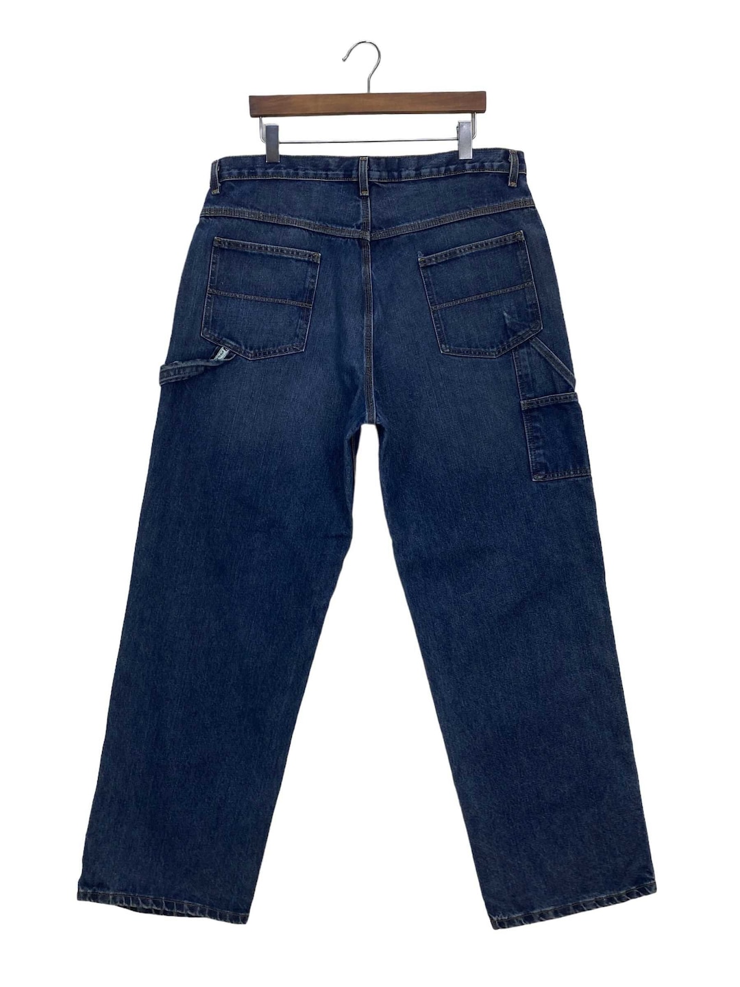 ★TRILLION★ Carpenter Destroyed Washed Denim Pants DEEP BLU MUSINSA | TRILLION Reverse Carpenter Washing Wide Denim