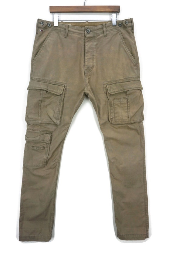 Tommy Hilfiger Denim Folsom Patch STW Sludge Brown Tactical Flight Cargo Pantalones delgados relajados con multiples bolsillos Talla 34 Etsy Mexico