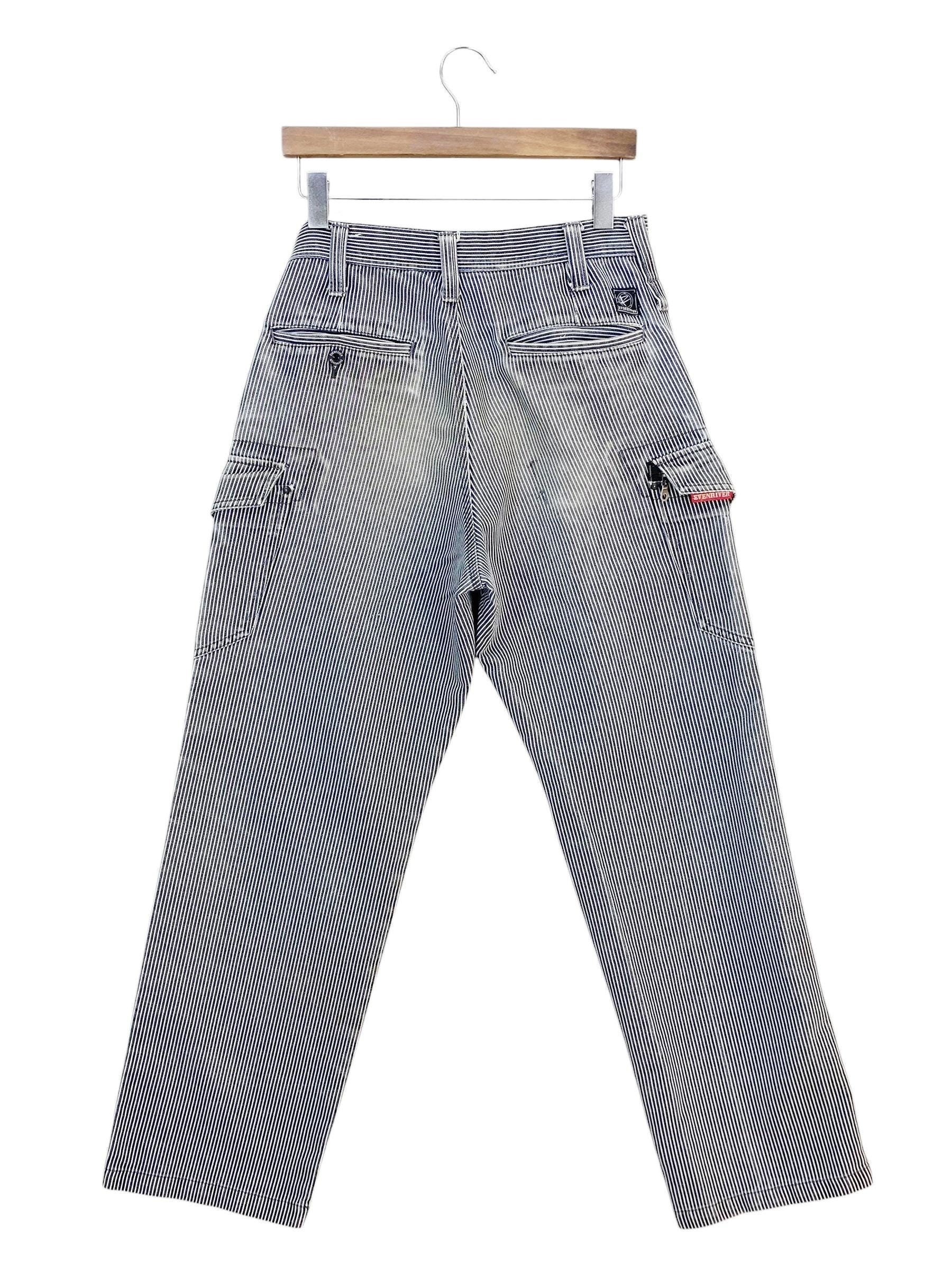 00s gimmick stripe flared pants Y2K 立体裁断 00s levi's gimmick cargo pants flare y2k - メルカリ