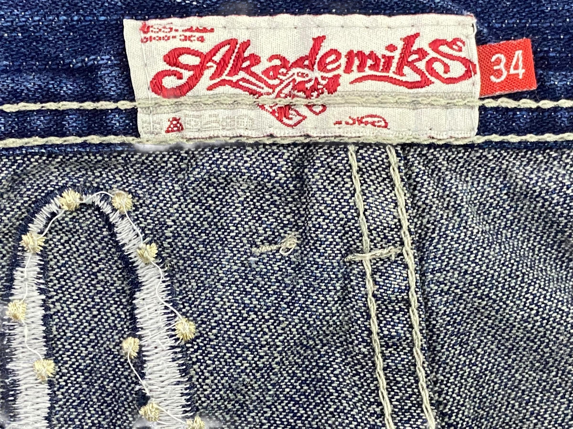 Akademiks Baggy Jeans | Y2K Embroidered Hip Hop Denim, W34 L28 - Etsy