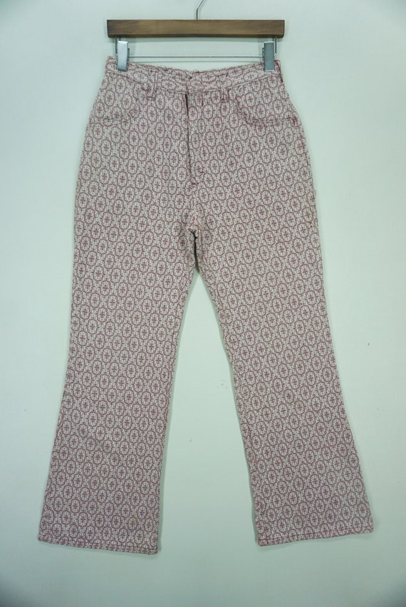 Jacquard Chinz Pants Size XS W28xL28.5 60s 70s Abs