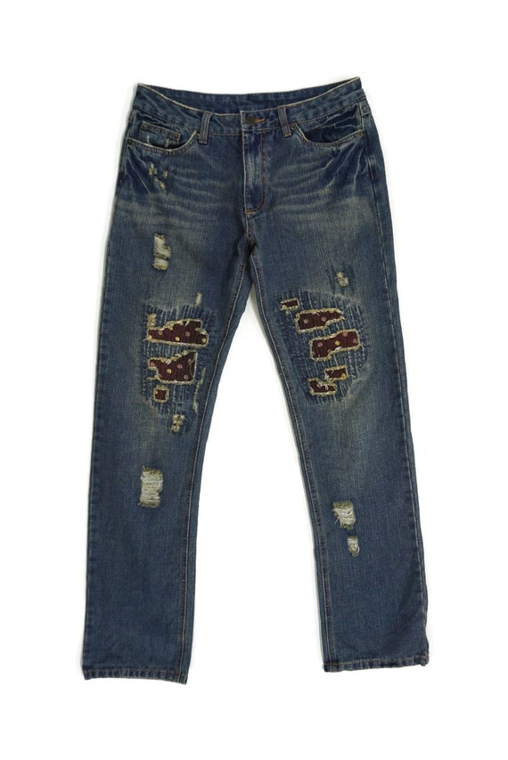 Ripped Distressed Jeans Size 3 W30xL31 Japanese B… - image 1
