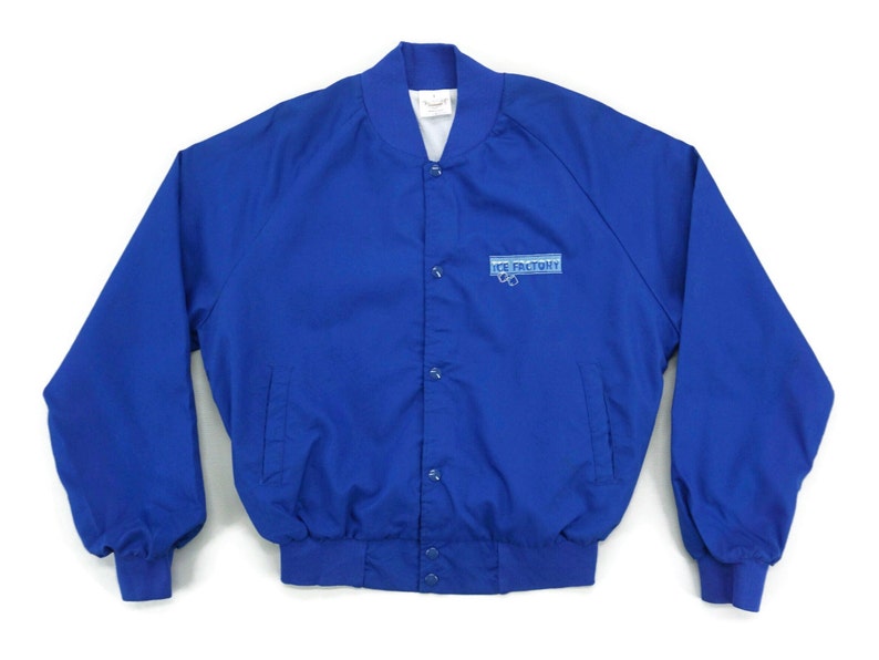 Ice Factory Jacket Mens Size L 90s Ice Factory Bomber Jacket Auburn Vintage Snap Front Coach Jacket USA Made image 1