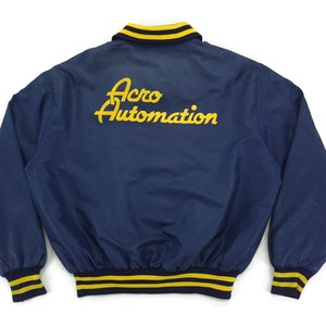 Acro Automation Jacket Mens Size XL 80s 90s Acro Automation Windbreaker Acro Automation Vintage DeLong Bomber Jacket Quilted Lining