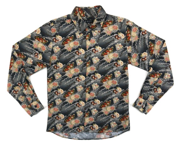 Camisa floral japonesa para hombre talla XS R Shock Tokyo Japon camisa con botones camisa casual floral con estampado completo japones Etsy Mexico