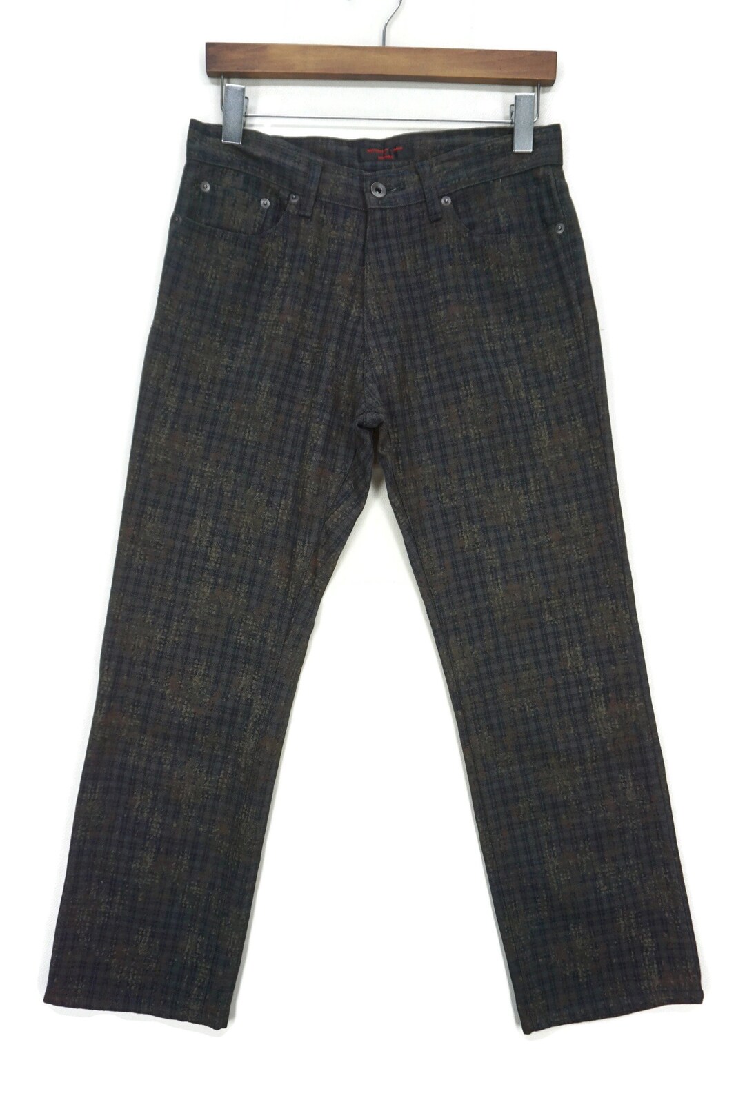 Nationality Name by Grosbec Japan Plaid Camo Straight Leg Tapered Ankle