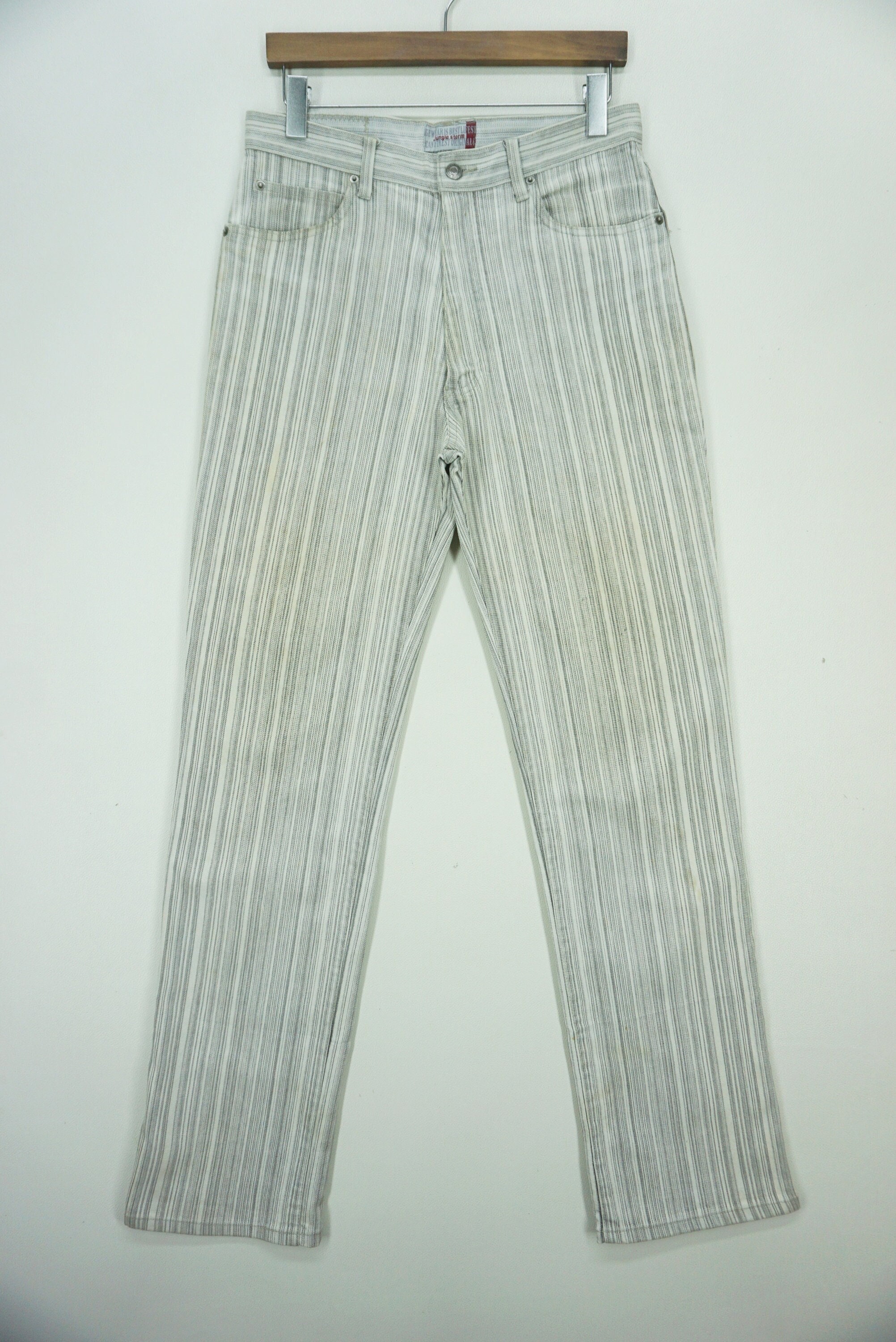 junstorm1983ページ Vintage Jungle Storm Striped Jeans, Japanese Workwear (w31xl33.5