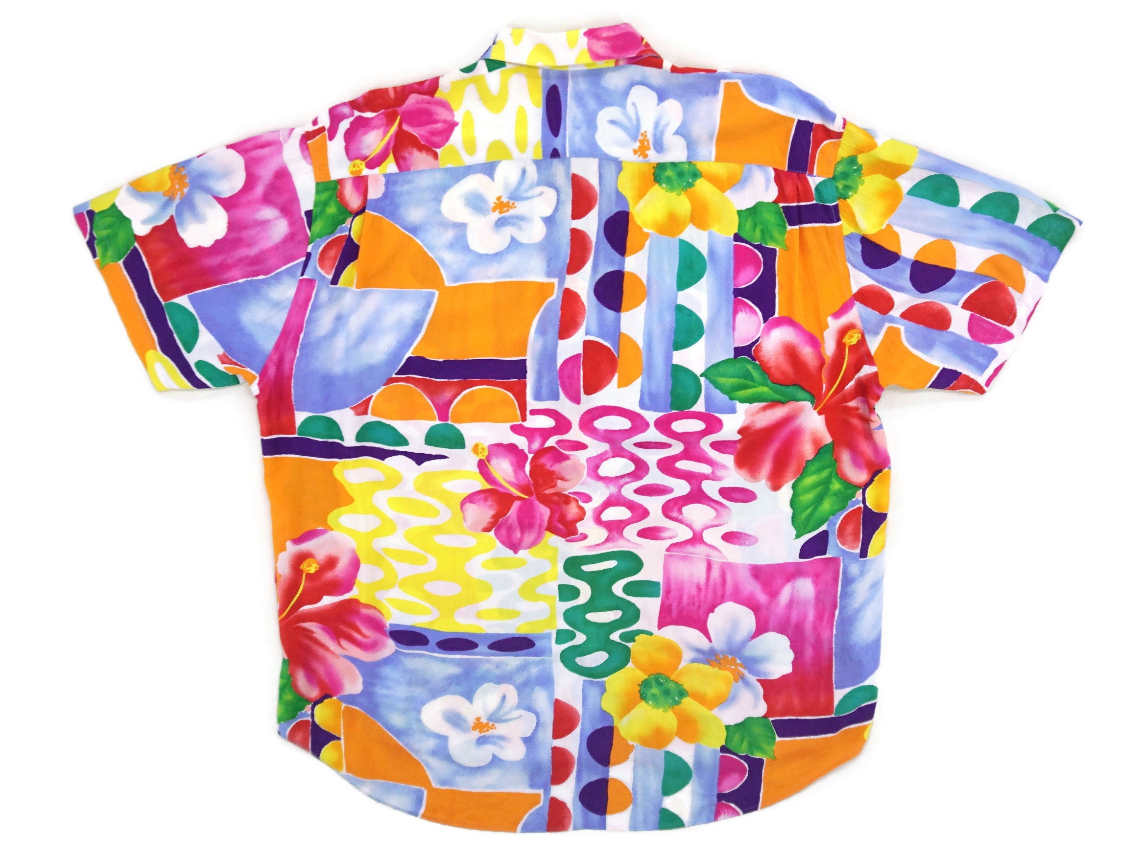 Kleding Herenkleding Overhemden & T-shirts Oxfords & Buttondowns Vintage Jams World Hawaiian Shirt 100% Rayon Button Front Camp Shirt Maat M Mannen 