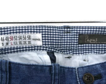 【新品】Papasボトムス綿麻 D0451FP 016 PAPAS Jeans Size 50 W33xl28.5 Papas Casual Denim Jeans Papas