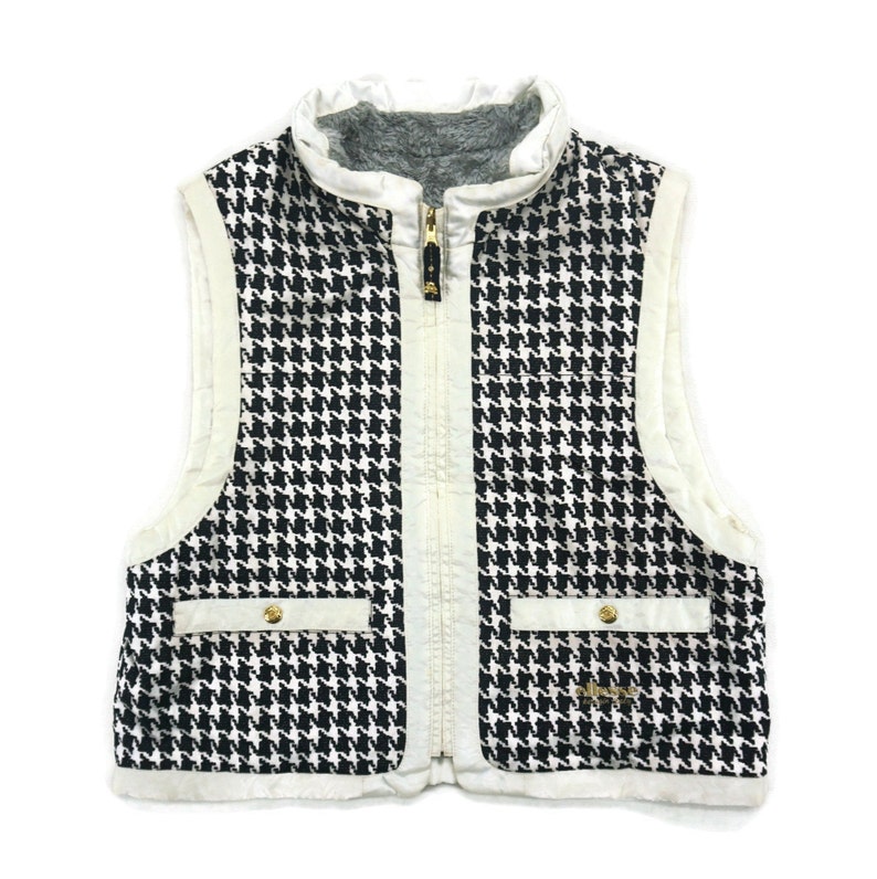Ellesse Jacket Womens Size L Mens Size S Ellesse Reversible Jacket Ellesse Bear Houndstooth Vest Jacket
