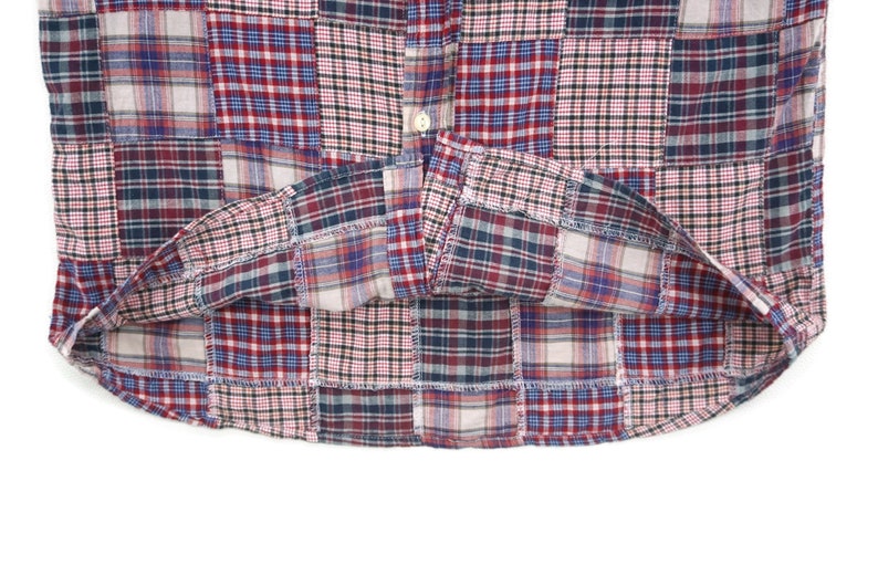 Power To The People Shirt Mens Size M Power To The People Japan Patchwork Shirt Japanese Plaid Checkered Patchwork Button Up