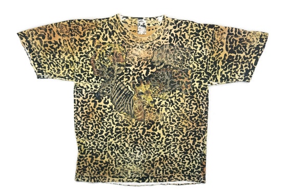 Leopard Print Shirt Mens Size XL 90s Safari T Shir