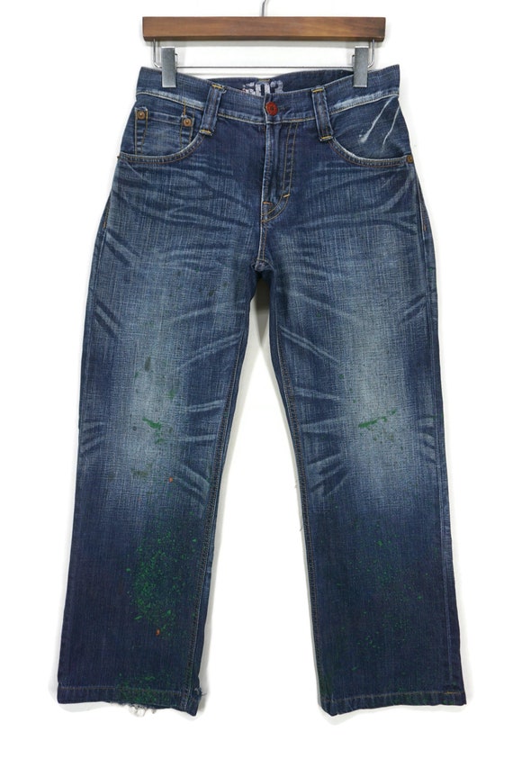 Edwin 503 Blue Trip Denim Jeans, Distressed Japanese Workwear