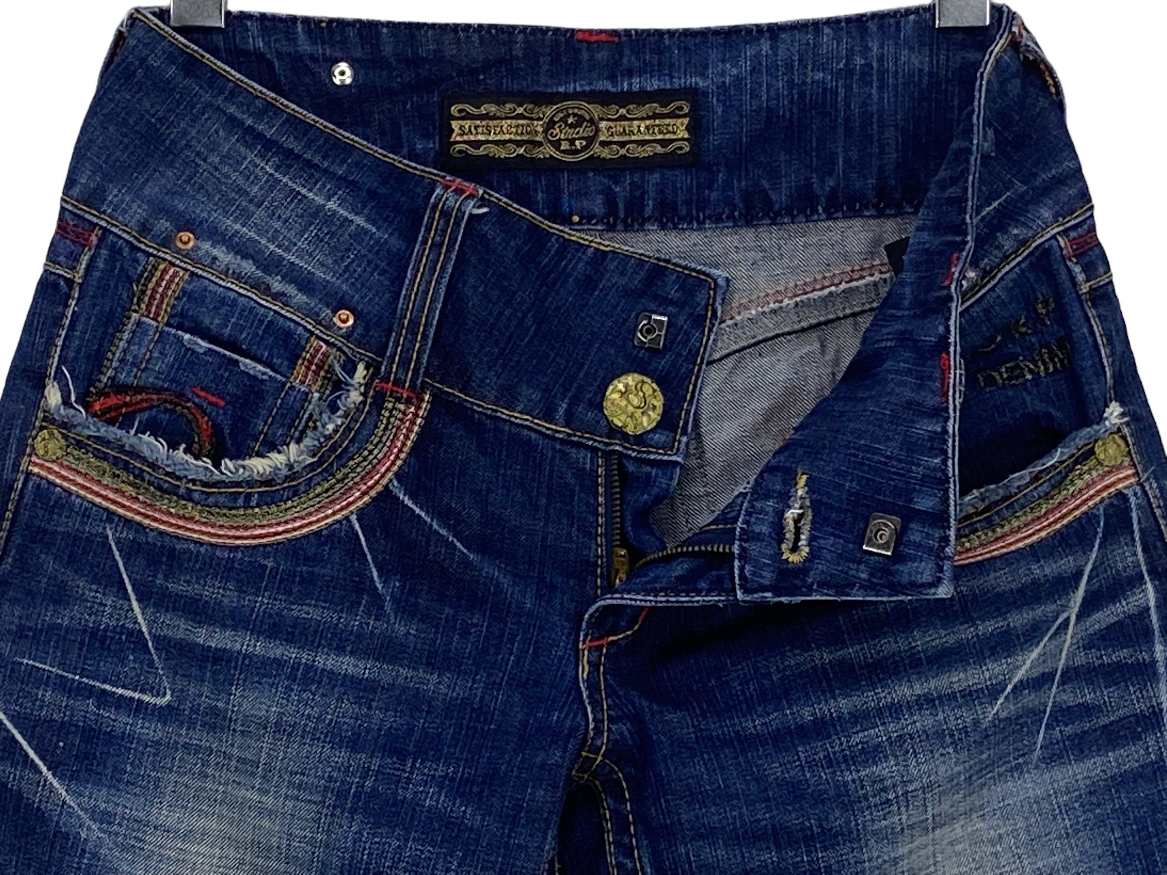 Studio RP Jeans Size 26 W26xl28.5 Embroidered Skull Denim