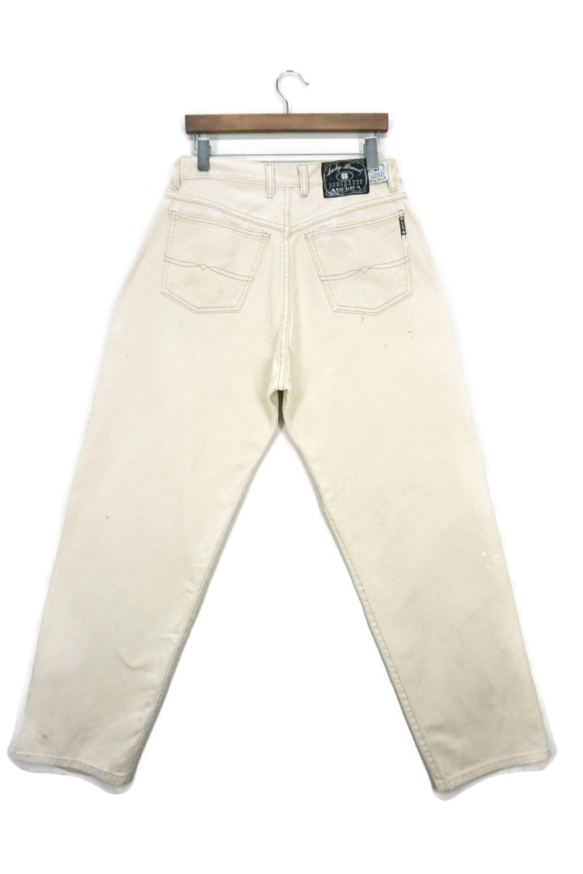 Lucky Brand by Gene Montesano Vintage Carpenter Hickory Workwear Dungarees  Pants Made in USA - Pants
