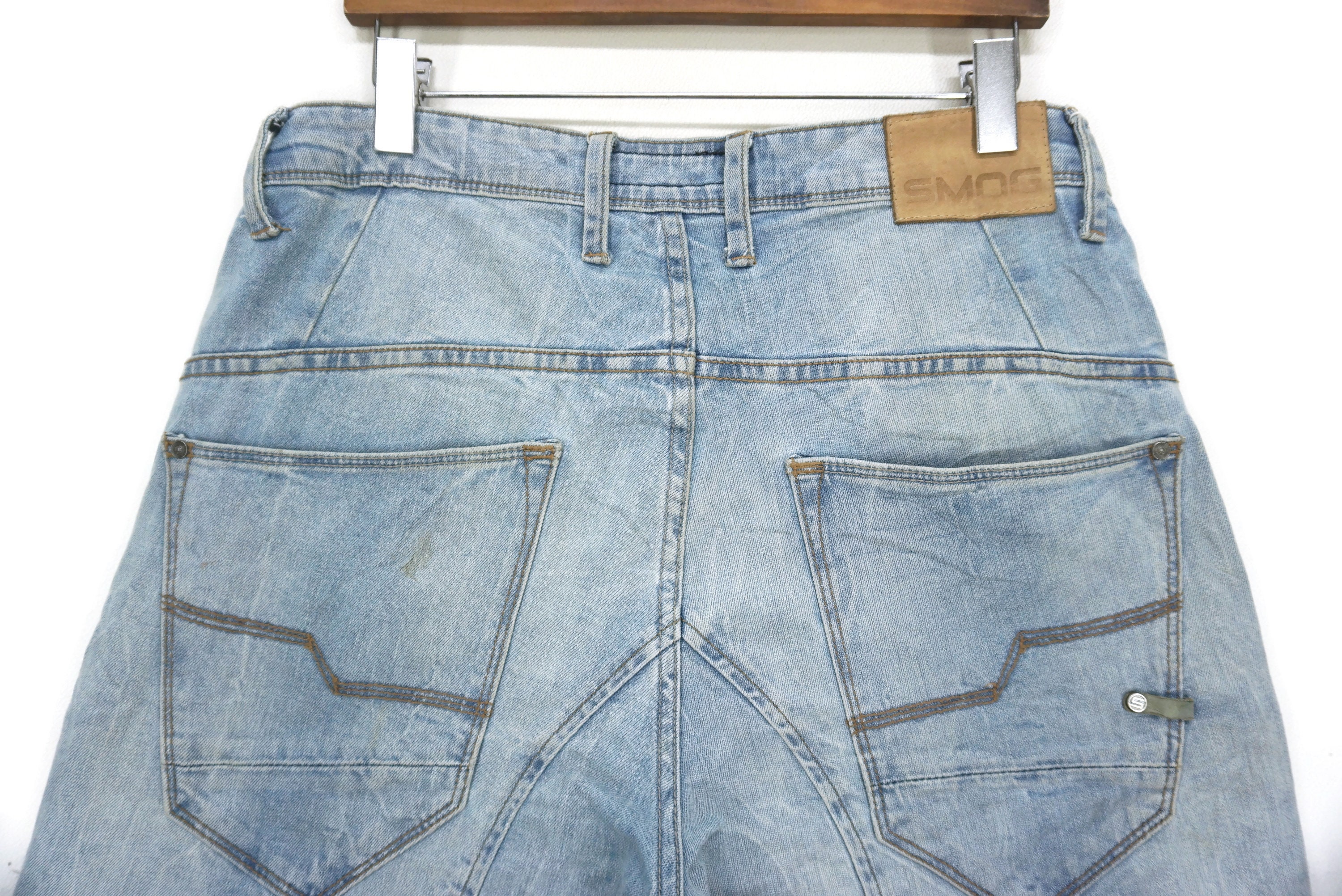 SMOG Jeans Size 31 W35xl32.5 Smog Patchwork Denim Jeans Smog Hip