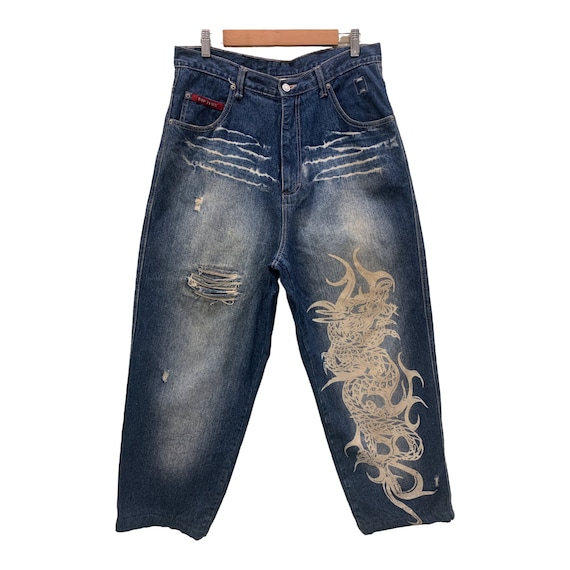 Top Town Jeans Size M W33xl28 Top Town Dragon Print Denim Top Town Jeans Size M W33xl28 Top Town Dragon Print Denim