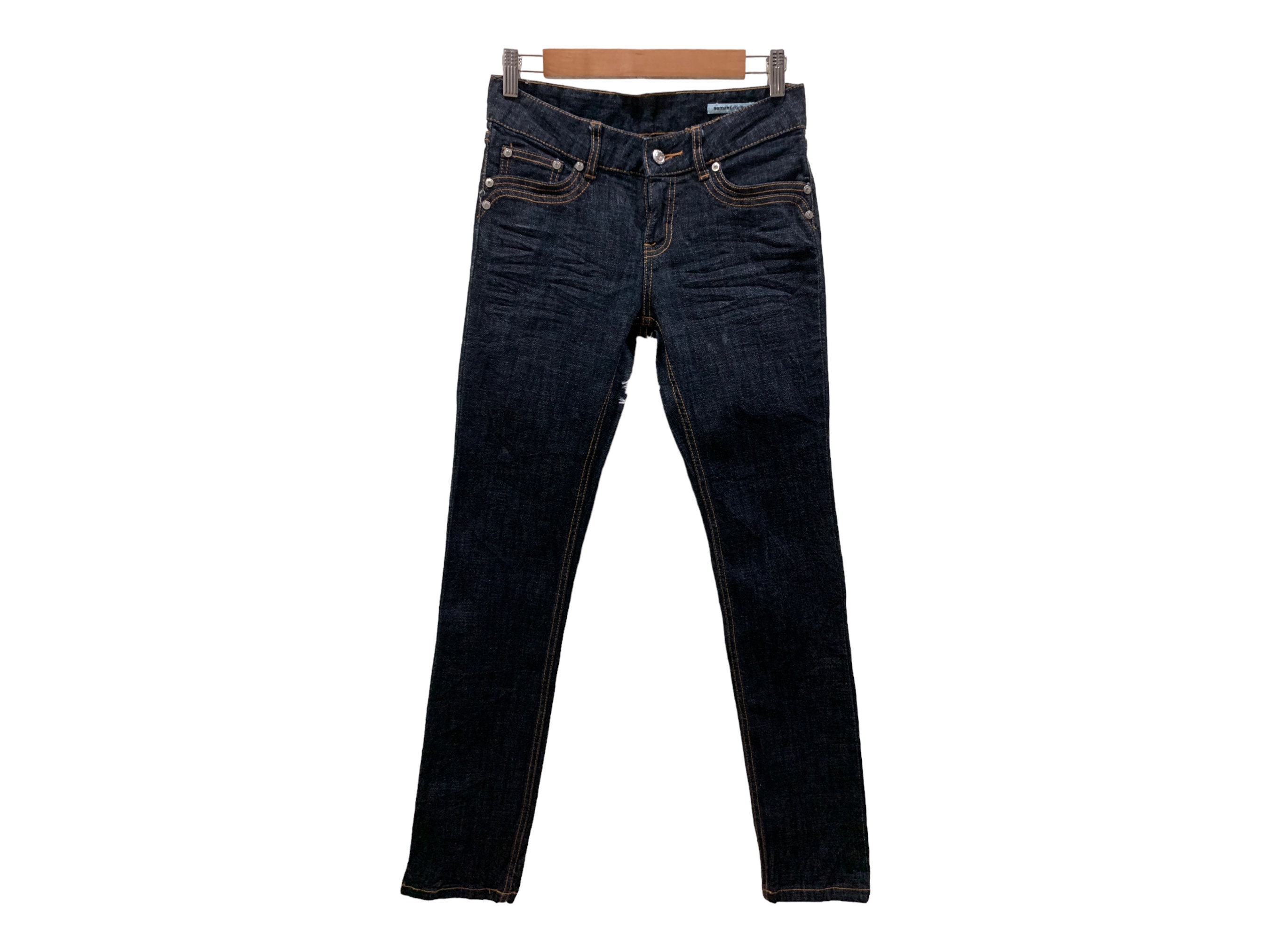 パンツ semantic design destroyed skinny denim Semantic Design Stretch Denim Skinny Jeans with Distressed Knees