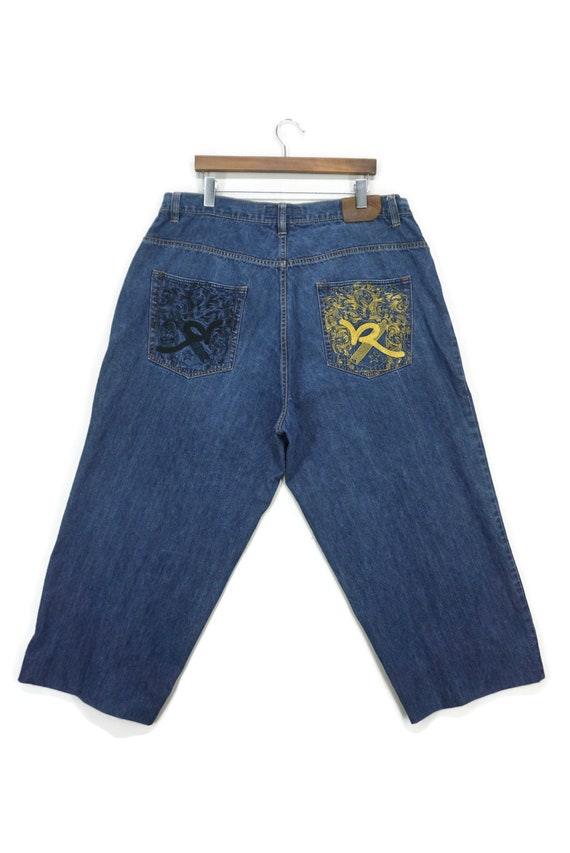 Rocawear Baggy Hip Hop Skateboards Embellished Embroidered Capri Jeans Size  44 
