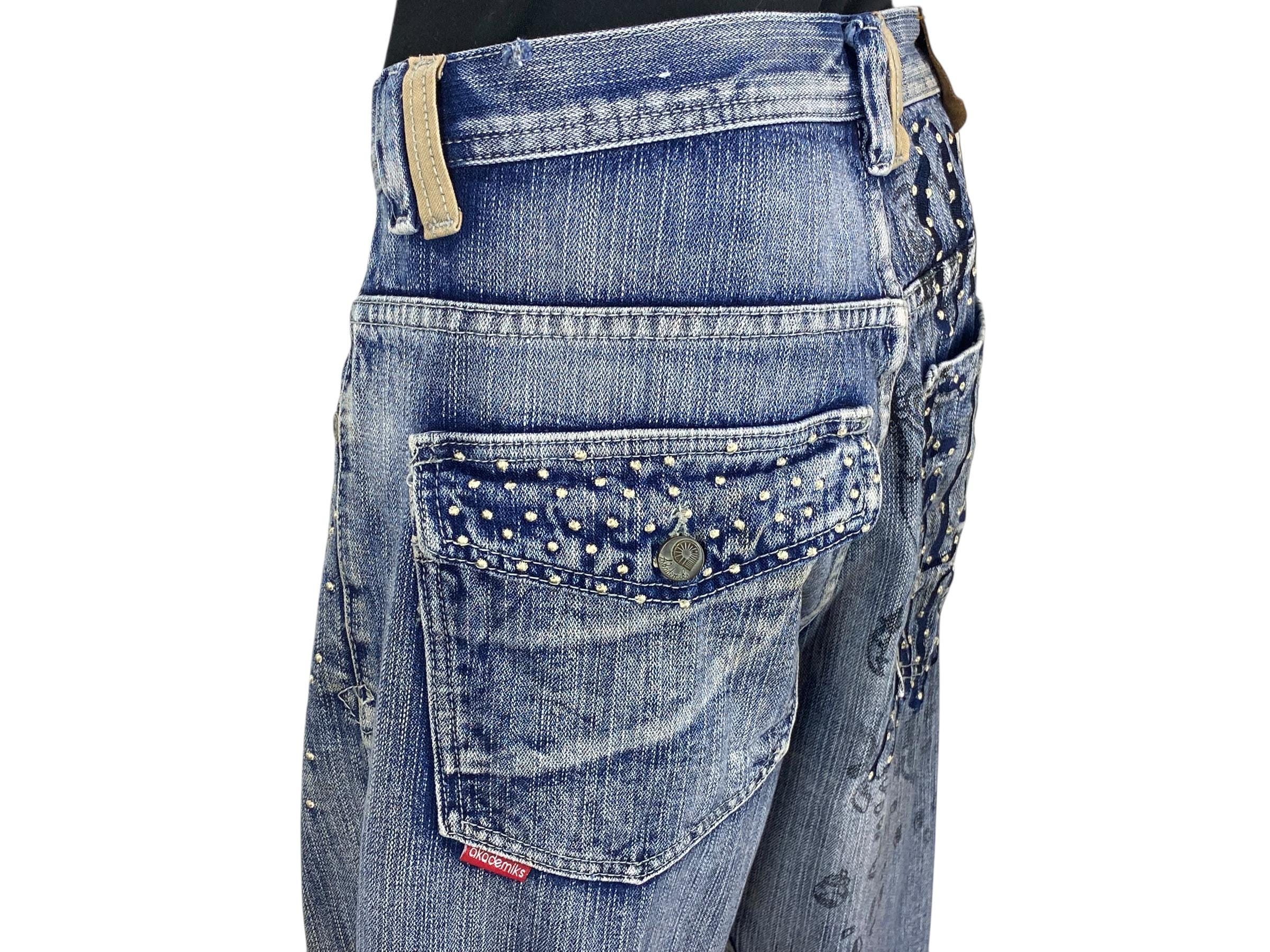 Akademiks Baggy Jeans | Y2K Embroidered Hip Hop Denim, W34 L28 - Etsy