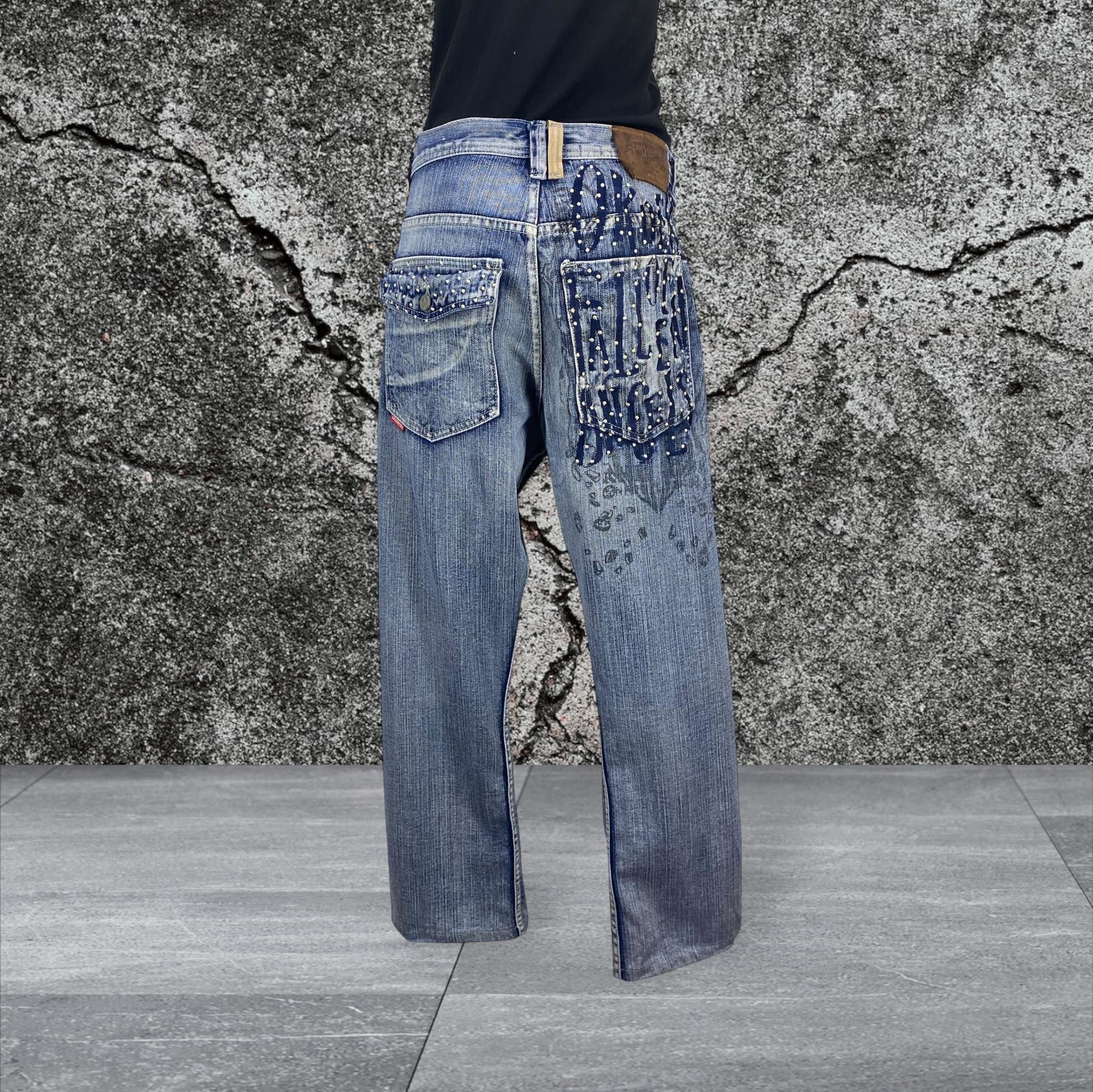 Akademiks Baggy Jeans | Y2K Embroidered Hip Hop Denim, W34 L28